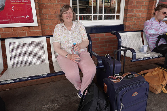 Ann waiting at Doncaster Station