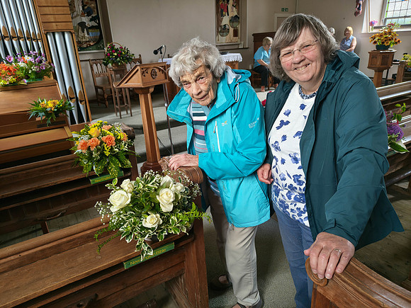 Nan and Ann in Denholm Parish Church (where we were married 1/2/75)