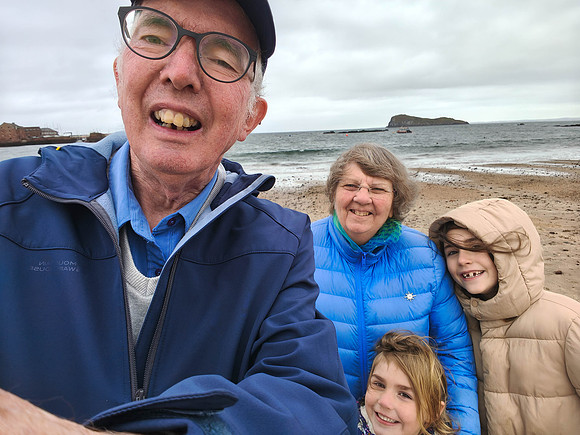 Derek, Ann, Norah and Margot on beach at North Berwick
