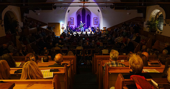 Jim King and audience