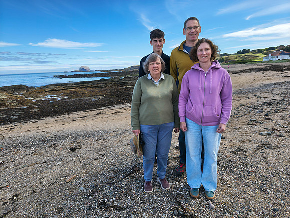 Harris, Keith, Ann, Fiona on East Beach, North Berwick