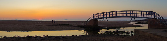 Sunset, Bridge over Biel Water, Belhaven Bay, near Dunbar