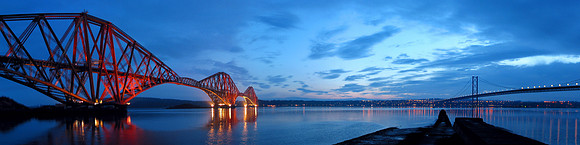 The Forth Bridge and Road Bridge from North Queensferry