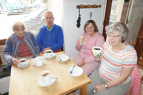 Nan, David, Ann and Helen in the Cream Puff