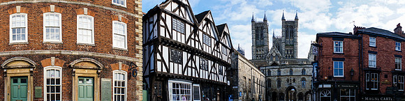 Lincoln Cathedral looking from Drury Lane to Exchequer Gate, Lincoln