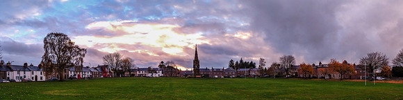 Late afternoon winter light, Denholm Green and Leyden Monument, Denholm