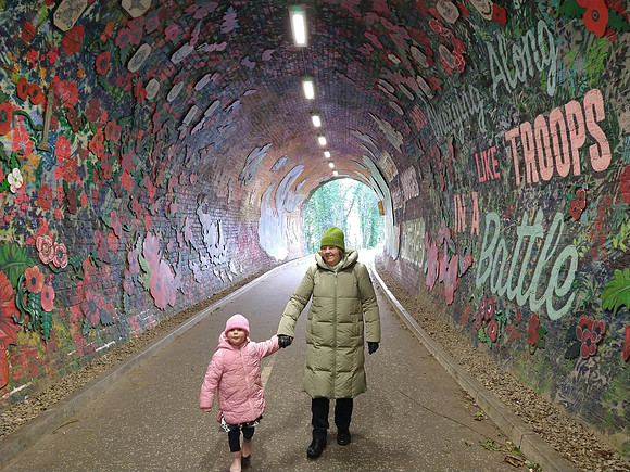 Ann with Norah at Colinton Railway Tunnel